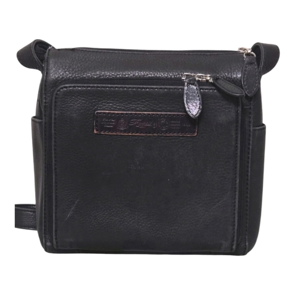 Vintage FOSSIL 1954 Black Pebbled Leather 75082 shoulder bag purse with Key